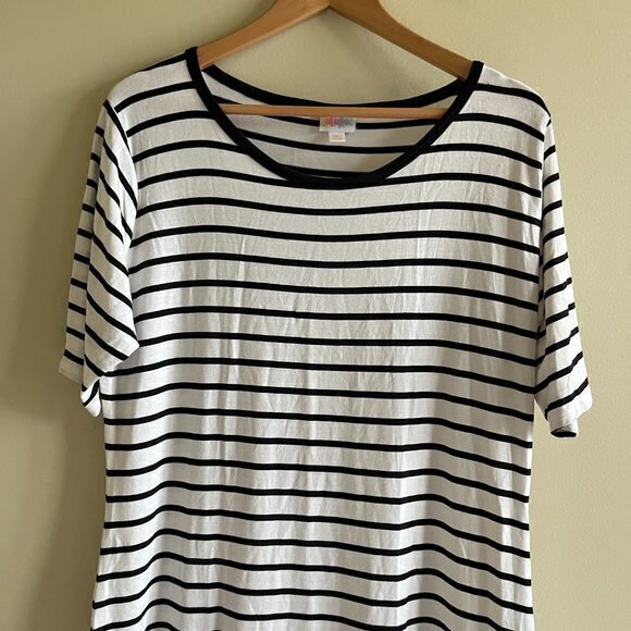 Lularoe Julia White Black Striped Short Sleeve Dress Womens Plus Size 3XL Mixed - Picture 2 of 5